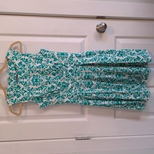 Turquoise and white Closet London dress, size 8UK, cutout back with pockets